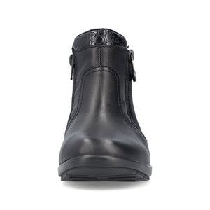 Rieker Low Wedge Zipper Boot Black