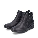 Rieker Low Wedge Zipper Boot Black