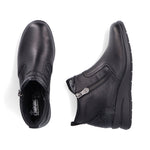 Rieker Low Wedge Zipper Boot Black