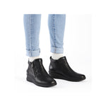 Rieker Low Wedge Zipper Boot Black