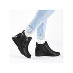 Rieker Low Wedge Zipper Boot Black