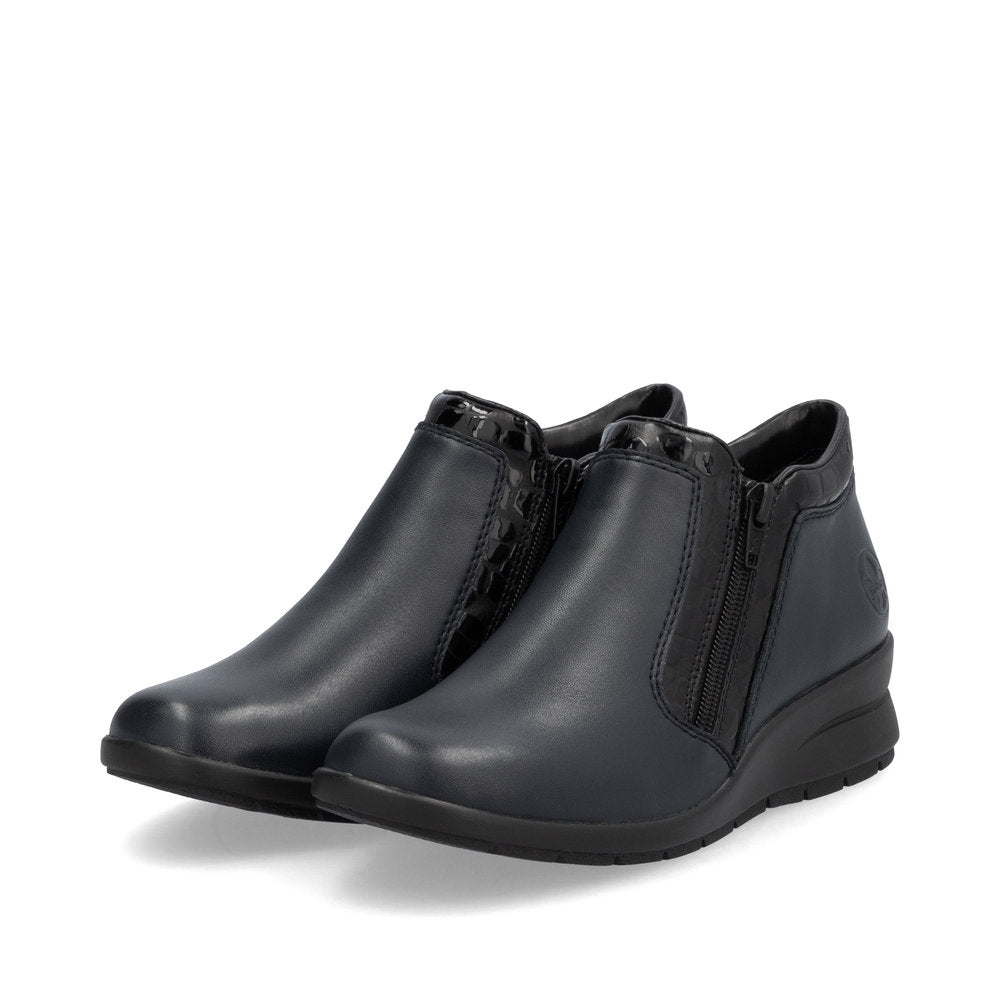 Rieker Double Zip Ankle Boot Navy Black