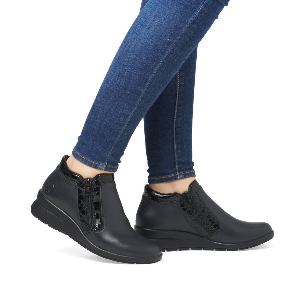 Rieker Double Zip Ankle Boot Navy Black