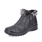 Rieker Cosy Winter Double Zip Ankle Boot Black