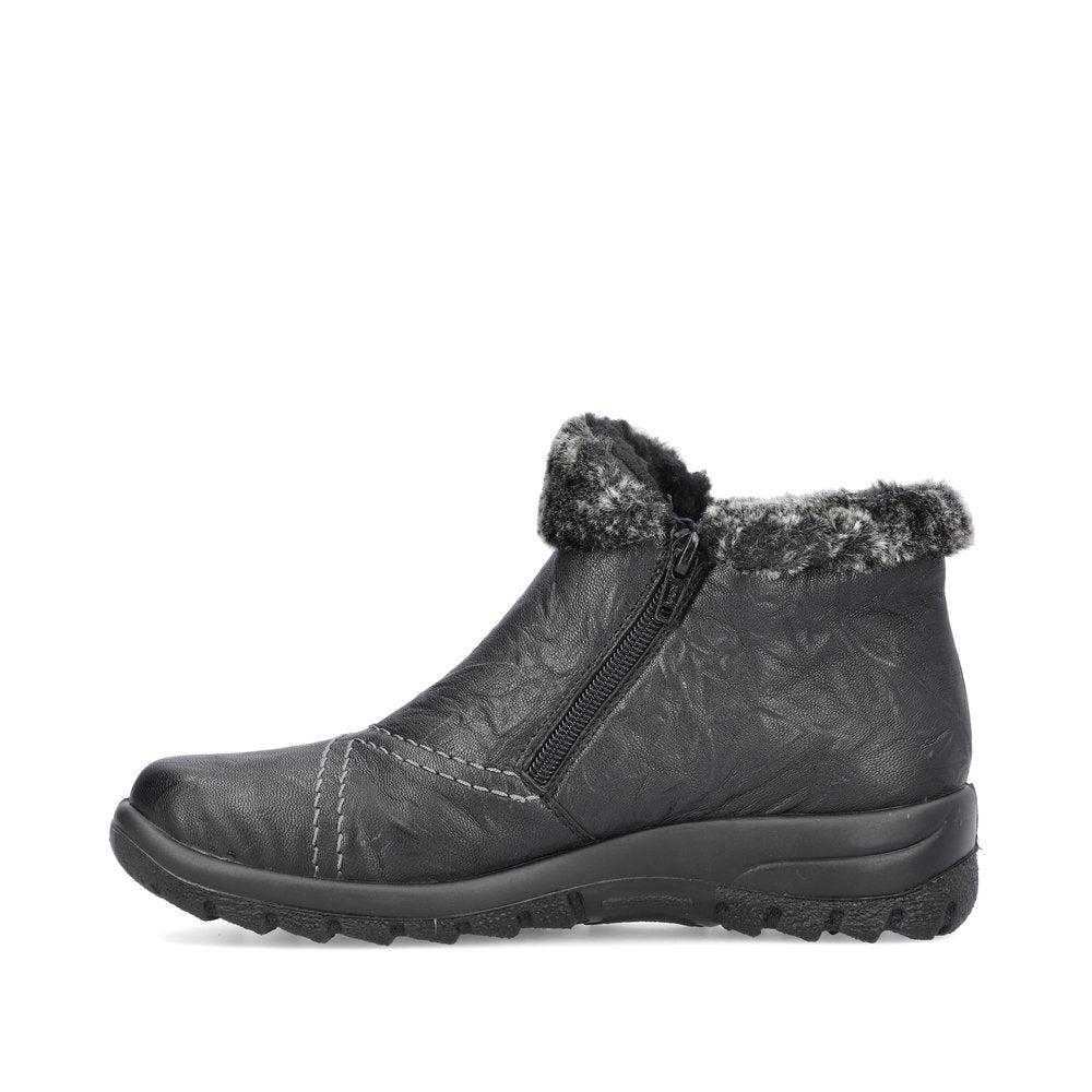 Rieker Cosy Winter Double Zip Ankle Boot Black