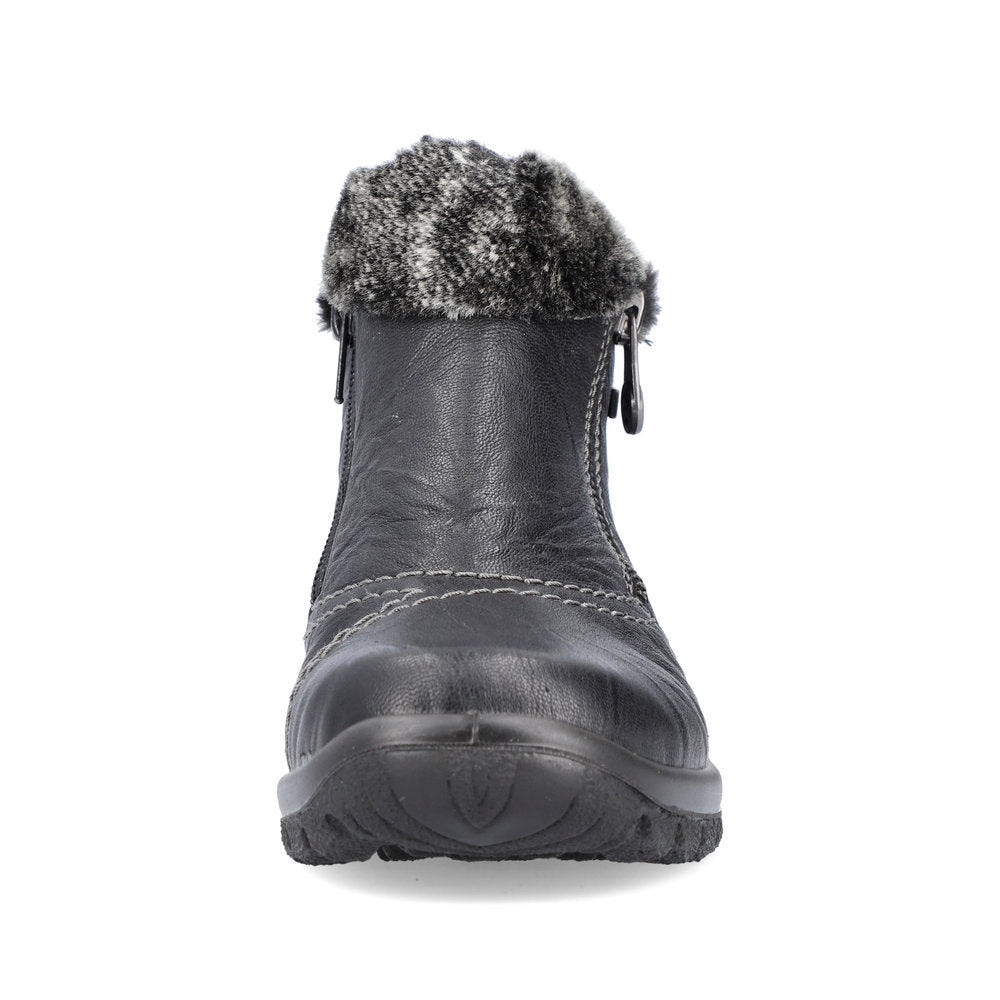 Rieker Cosy Winter Double Zip Ankle Boot Black