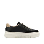 Rieker Flatform Zip Trainer Black/Beige