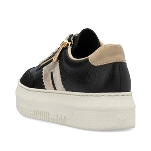 Rieker Flatform Zip Trainer Black/Beige