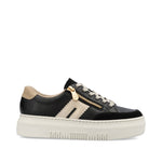 Rieker Flatform Zip Trainer Black/Beige