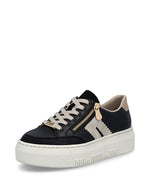 Rieker Flatform Zip Trainer Black/Beige