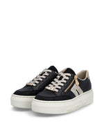 Rieker Flatform Zip Trainer Black/Beige