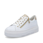 Rieker Flatform Laced Trainer White Gold