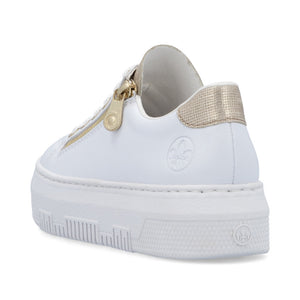 Rieker Flatform Laced Trainer White Gold