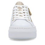 Rieker Flatform Laced Trainer White Gold