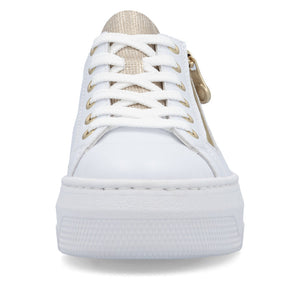 Rieker Flatform Laced Trainer White Gold