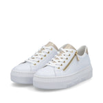 Rieker Flatform Laced Trainer White Gold