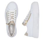 Rieker Flatform Laced Trainer White Gold