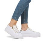 Rieker Flatform Laced Trainer White Gold