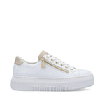 Rieker Flatform Laced Trainer White Gold