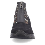 Rieker Stretch Patterned Low Wedge Ankle Boot Black