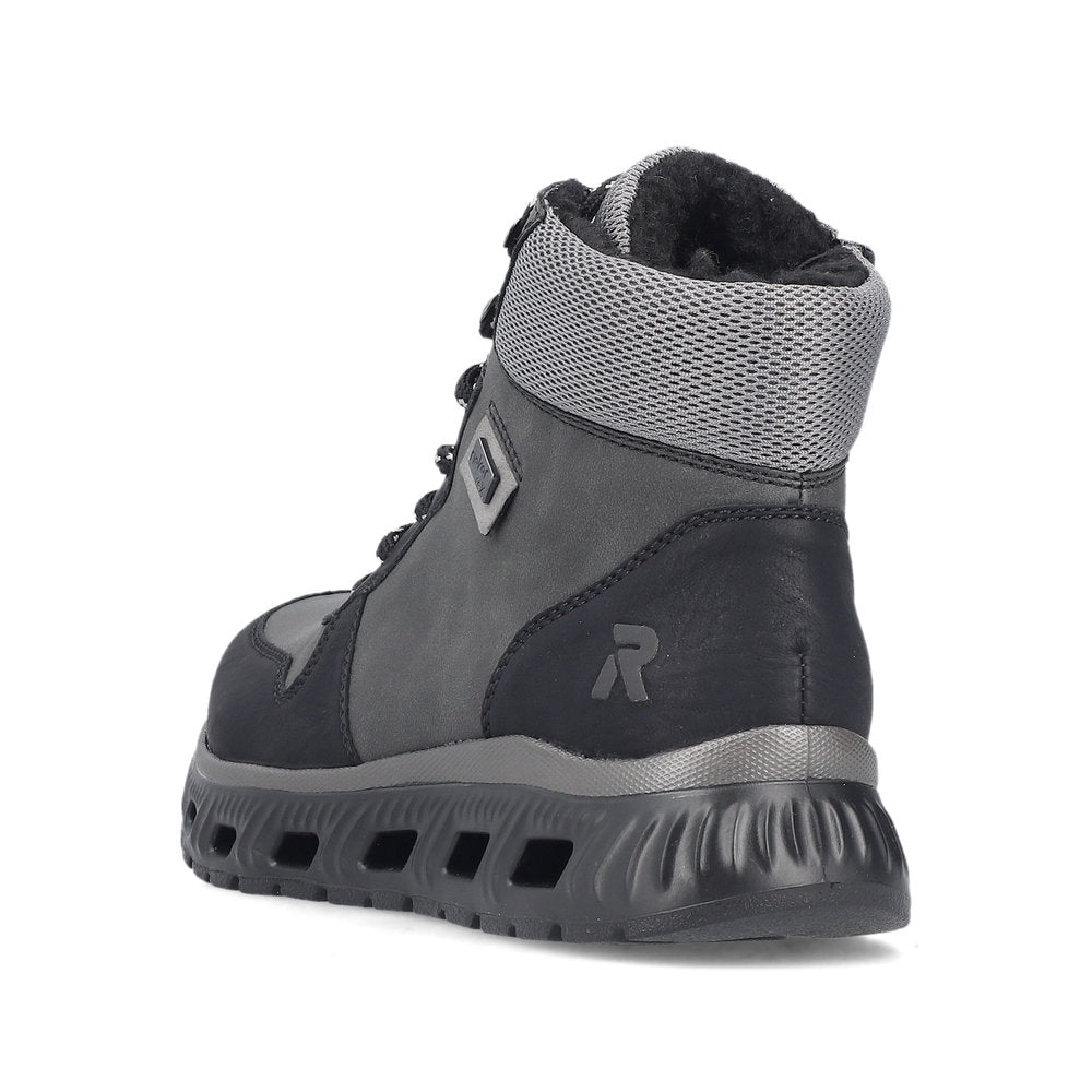 Rieker Laced Hiking Boot Black/Grey