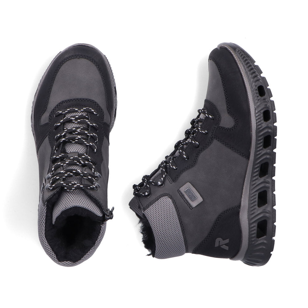 Rieker Laced Hiking Boot Black/Grey