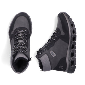 Rieker Laced Hiking Boot Black/Grey