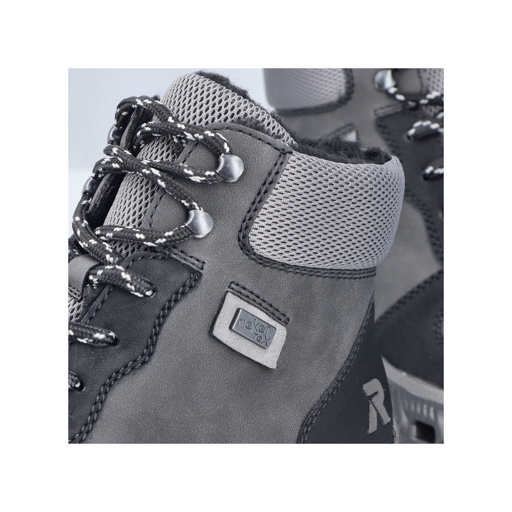 Rieker Laced Hiking Boot Black/Grey