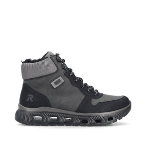 Rieker Laced Hiking Boot Black/Grey