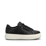 Rieker Laced Flatform Zip Trainer Black