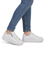 Rieker Laced Flatform Zip Trainer White