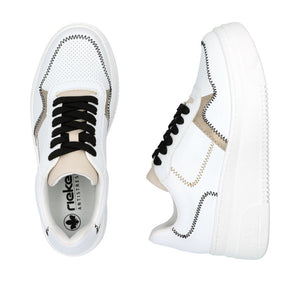 Rieker Laced Wedge Trainer White Mix