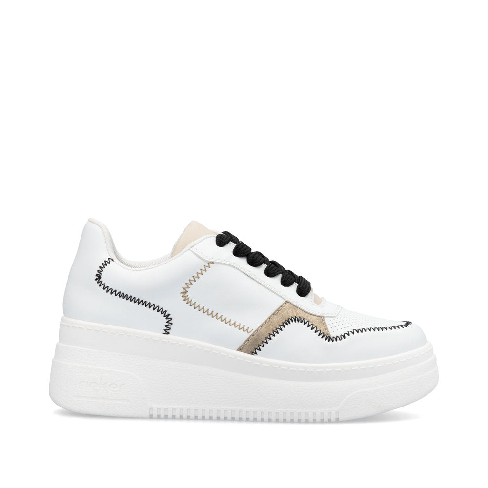 Rieker Laced Wedge Trainer White Mix