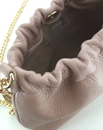 Marina Galanti Leather Pouch Bag with Shoulder Chain Nude