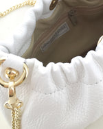 Marina Galanti Leather Pouch Bag with Shoulder Chain White