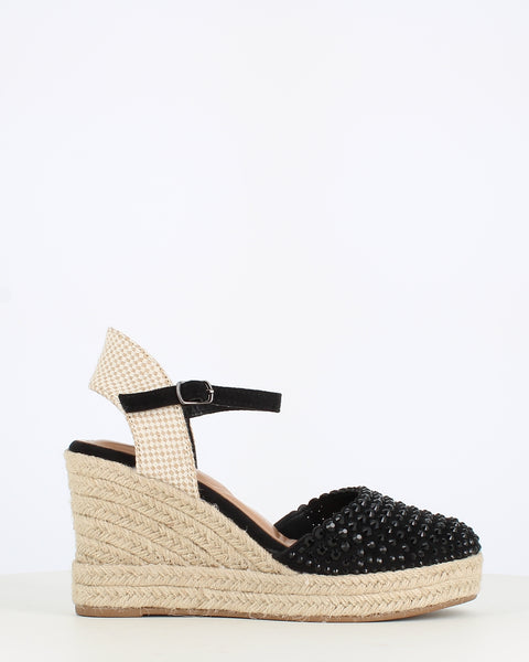 Cinders Edit Crystal Wedge Black