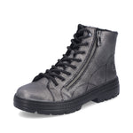 Rieker Laced Zip Ankle Boot Antique Silver