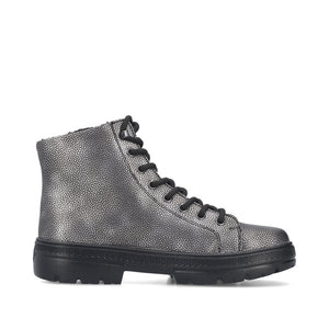 Rieker Laced Zip Ankle Boot Antique Silver