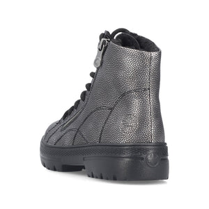 Rieker Laced Zip Ankle Boot Antique Silver