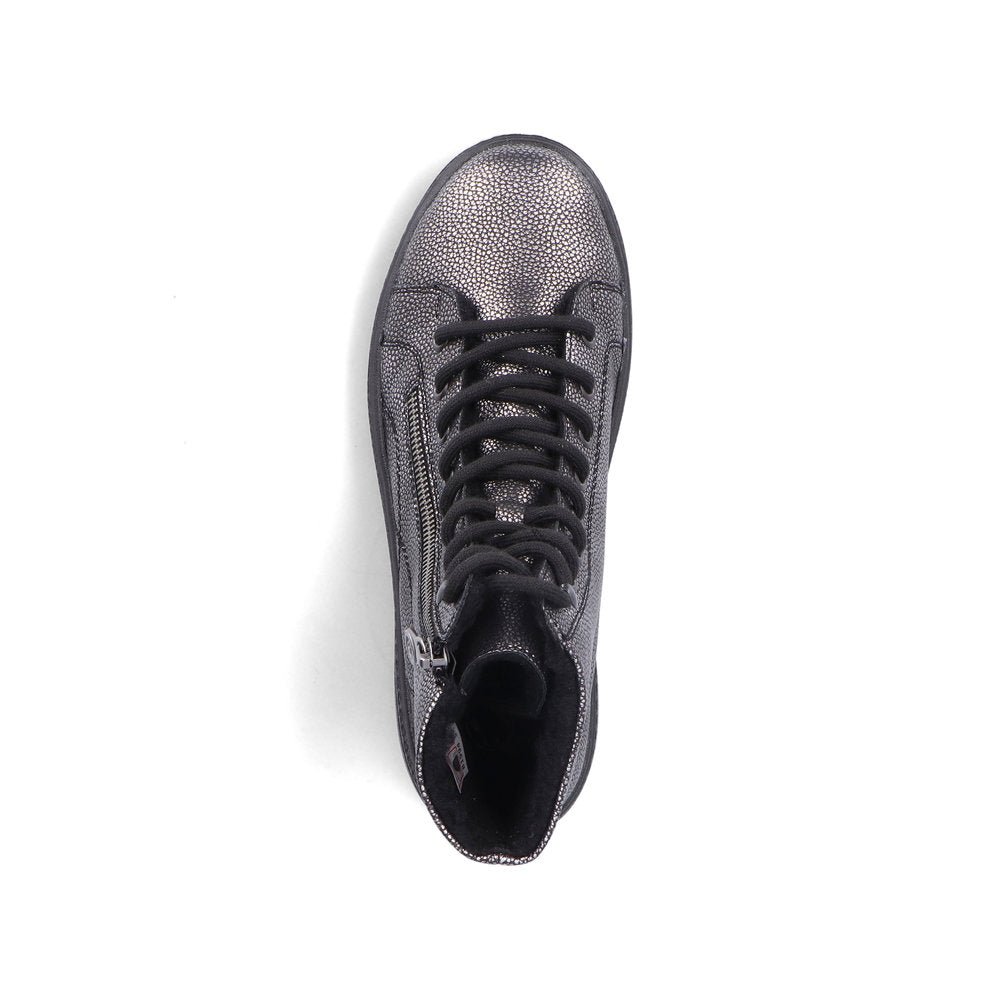 Rieker Laced Zip Ankle Boot Antique Silver