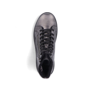 Rieker Laced Zip Ankle Boot Antique Silver
