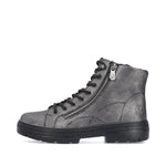 Rieker Laced Zip Ankle Boot Antique Silver