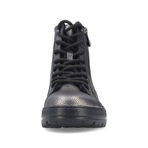 Rieker Laced Zip Ankle Boot Antique Silver