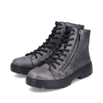 Rieker Laced Zip Ankle Boot Antique Silver