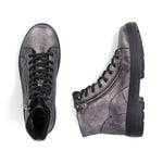 Rieker Laced Zip Ankle Boot Antique Silver