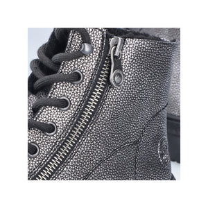 Rieker Laced Zip Ankle Boot Antique Silver