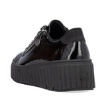 Rieker Laced Patent Trainer Black