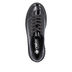 Rieker Laced Patent Trainer Black