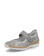 Rieker Velcro Mary Jane Metallic Rose