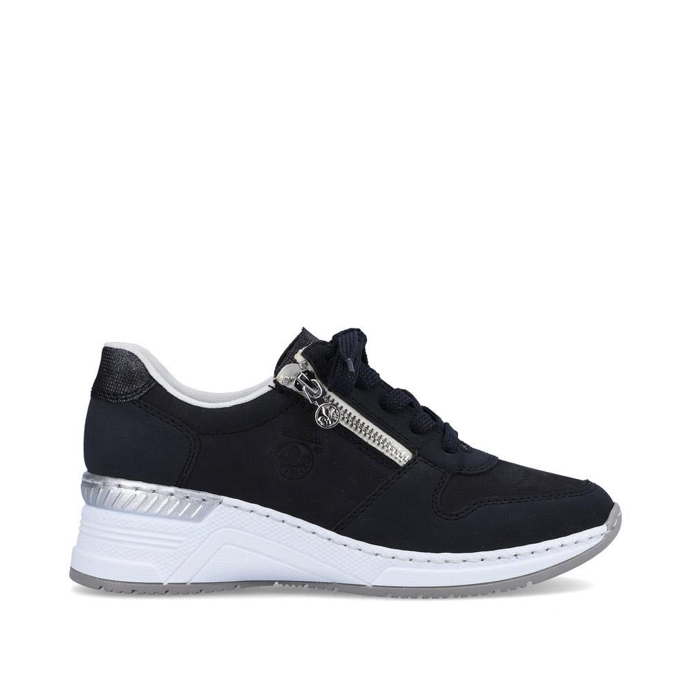 Rieker Wedge Trainer with Zipper Navy